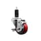 Service Caster 3'' Red Poly Swivel 1-1/4'' Expanding Stem Caster with Brake SCC-EX20S314-PPUB-RED-TLB-114 - alternate 1